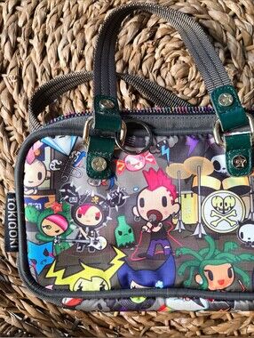 Tokidoki Concerto Punk Multicolor Character Print Wristlet with Green Trim